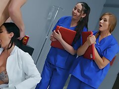 Dirty MILF involves these teen nurses into hammer away game